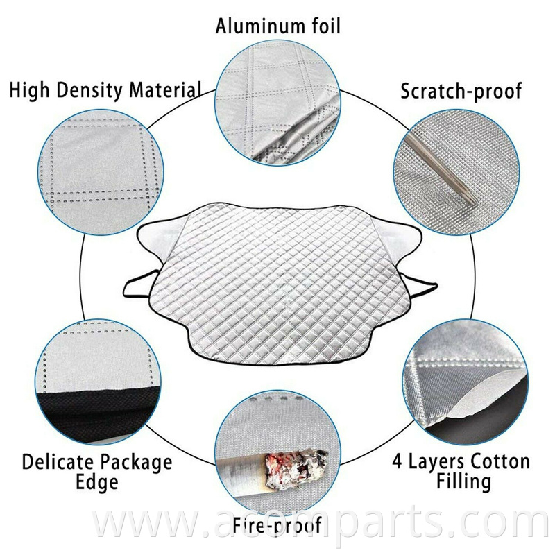 Aluminum PE foam heat water block anti fog 4 layers soft cotton inner upgraded car snow cover